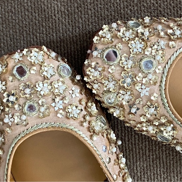 Tan Flats with Intricate Embellishments and Slip-On Design - Picture 2 of 6